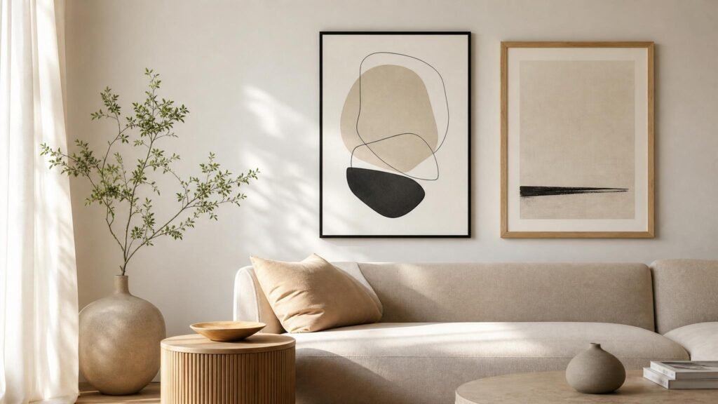 Ambiente contemporâneo com molduras modernas na parede